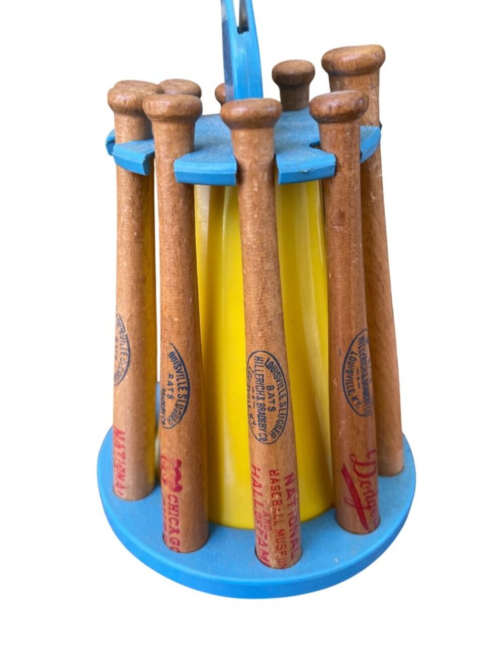 Vintage 1950s/60s National League Mini Bat Bank COMPLETE 10 Bats INTACT RACK Van